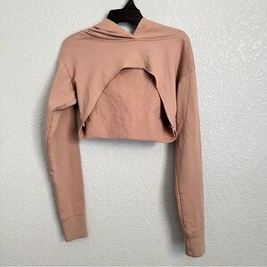 Refuse Athletics Cropped Cut Hoodie XS Nude Tan Athleisure Gym Y2K